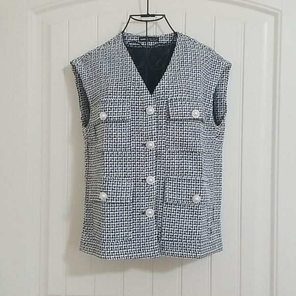 Plaid Tweed Vest Coat - Picture 3 of 8